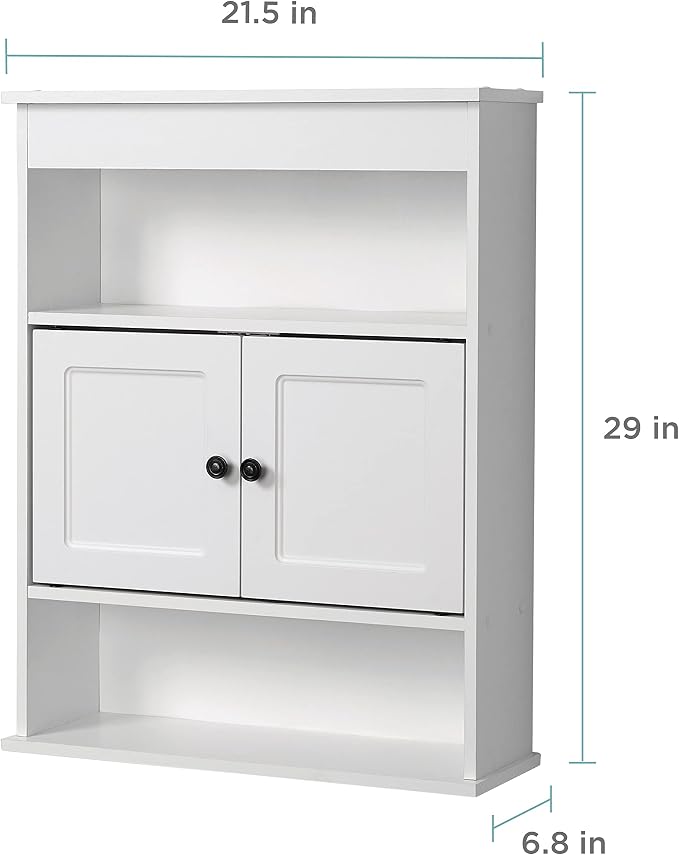 Zenna Home Bathroom Storage Wall Cabinet, Wooden Wall Mounted Storage Organizer, Ideal Medicine Cabinet or Over The Toilet Storage, White