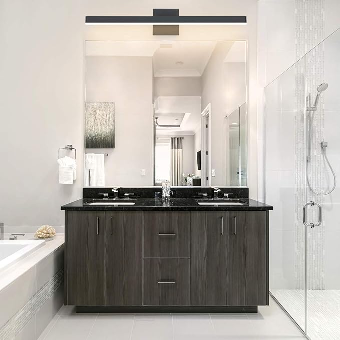 Aipsun 27.6 inch Modern Black Vanity Light LED Bathroom Vanity Light Fixtures Black Wall Light for Bathroom (Warm White)