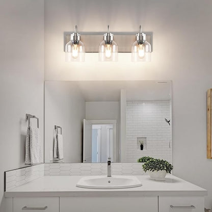 PRESDE Vintage 3 Light Bathroom Light Fixtures Over Mirror Brushed Nickel Bathroom Vanity Lights with Bubble Glass Shades Bath Vanity Lighting