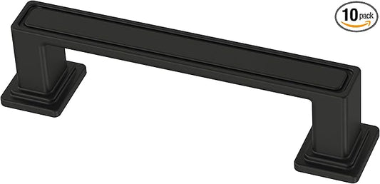 Franklin Brass 10 Pack Matte Black Cabinet Handles 3 inch (76mm) Kitchen Cabinet Handles and Drawer Pulls for Cupboards and Dressers | Recessed Square