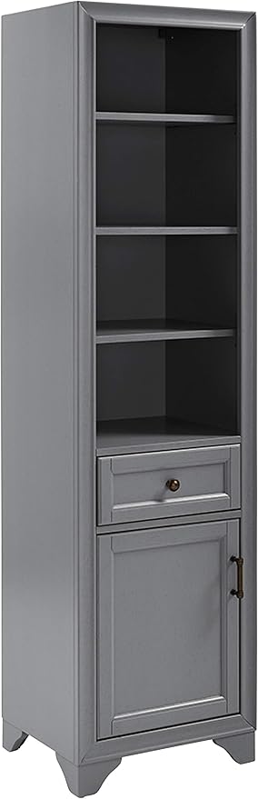 Crosley Furniture Tara Linen Storage Cabinet and Bathroom Organizer with a Drawer and Shelves, Vintage Gray