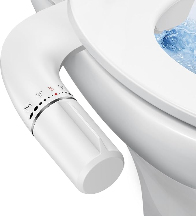 Bidet Attachment for Existing Toilet Seats, Ultra-Slim, Non Electric, Dual Nozzle, Rear & Feminine Wash, Fresh Cold Water Sprayer, Badays Bedets Bedits Badette Bidgets, Black