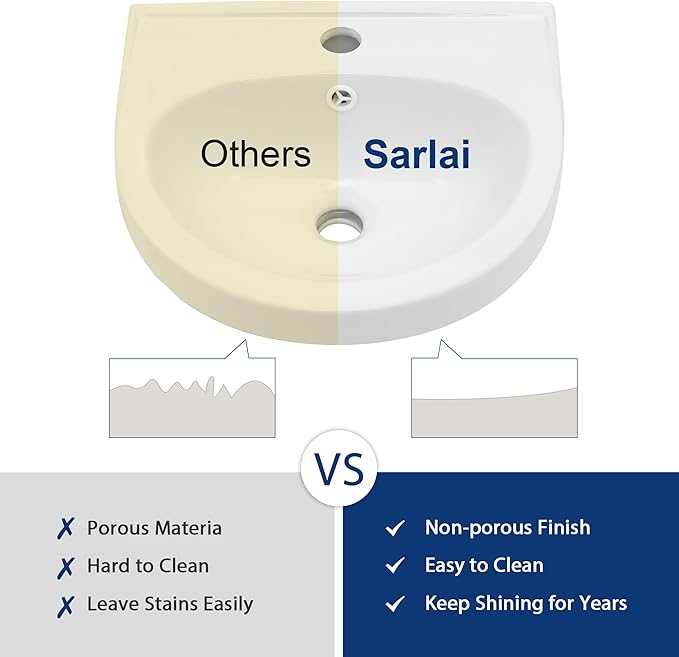 Sarlai Wall Hung Bathroom Vessel Sink with Towel Rack,16x14 Inch Wall Mounted Rectangle Ceramic Small Bathroom Sink White Mini Wash Modern Vanity Floating Basin