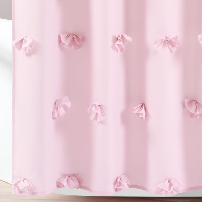 Lush Decor Riley Shower Curtain, 72" W x 72" L, Lilac - Bathroom Curtain - Coquette Decor - Bow Shower Curtains - Cottage Core - Fabric Shower Curtains