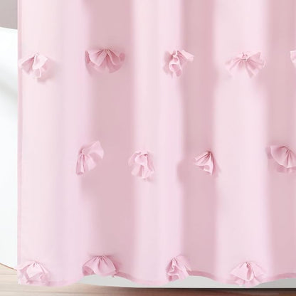 Lush Decor Riley Shower Curtain, 72" W x 72" L, Lilac - Bathroom Curtain - Coquette Decor - Bow Shower Curtains - Cottage Core - Fabric Shower Curtains