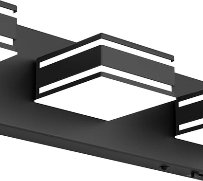 Ralbay 48inch Black Bathroom Vanity Light with 5 Color Temperatures (3000K-6000K) Dimmable Metal Acrylic Modern LED Matte Black Bathroom Lighting Over Mirror (6-Light)