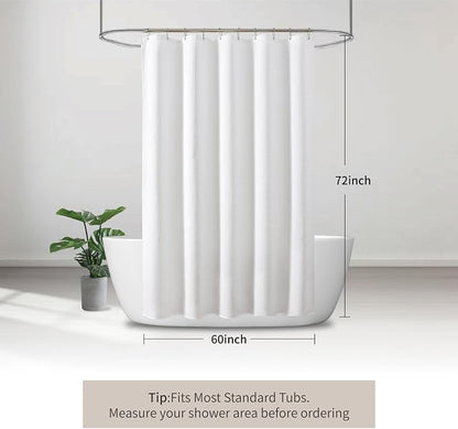 White 256GSM Heavy Duty Waffle Weave Shower Curtain, 60"x72" | Bath Curtain with Rustproof Grommets & Weighted Hem - Hotel Spa Luxury for Bathroom, RV, Apartment