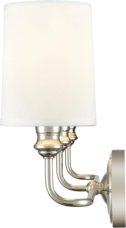 ML Lighting | Leena Collection | 99803-PN | Indoor 3 Light Vanity in Polished Nickel with White Fabric Shade | Elegant and Versatile Design for Any Bathroom