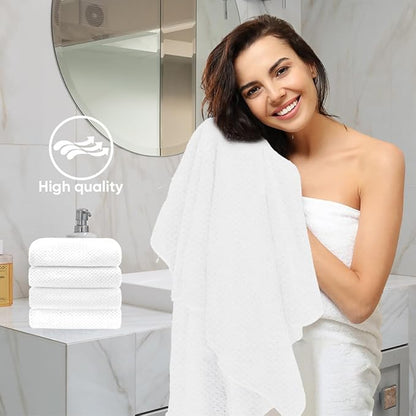 HOMEXCEL 6PK Bath Towel Set, 24x48 in, Absorbent&Quick Dry Towels for Hotel | Ultra Soft, Lightweight Towels for Bathroom, Spa and Beauty Parlor, White