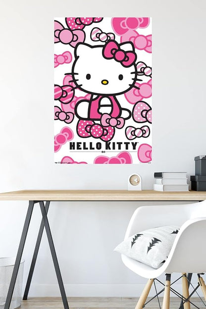 Trends International Hello Kitty - Bows Wall Poster, 22.375" x 34", Premium Poster & Mount Bundle