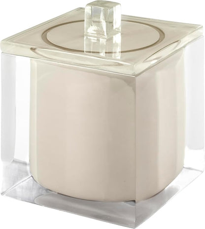 IZOD – Vanity Accessory Set, Clear Resin with Painted Linen Look Finish, Decorative Lotion Pump, Vanity Tray & Covered Jar (Marina)