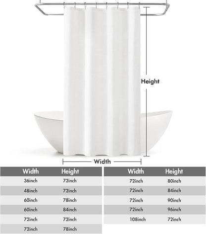 MIULEE Linen Fabric Shower Curtain White W48*L72 8 Metal Hooks | Washable, Modern, Heavy Duty, Shower Curtain Set, Waterproof Neutral Thick Cloth Shower Curtain, Bathroom Bathtub
