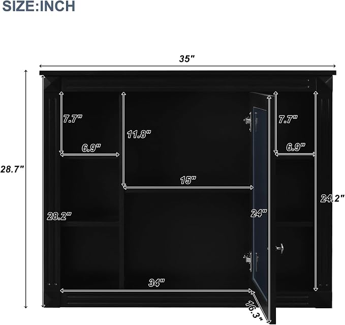 36" Bathroom Vanity with Top Sink, Mirror Cabinet, Modern Bathroom Storage Cabinet with 2 Soft Closing Doors and 2 Drawers, Single Sink Bathroom Vanity