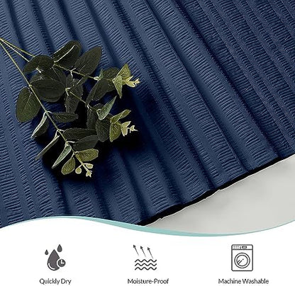 Aiyufeng Moga Navy Blue Fabric Shower Curtain 72 Inch Long for Bathroom