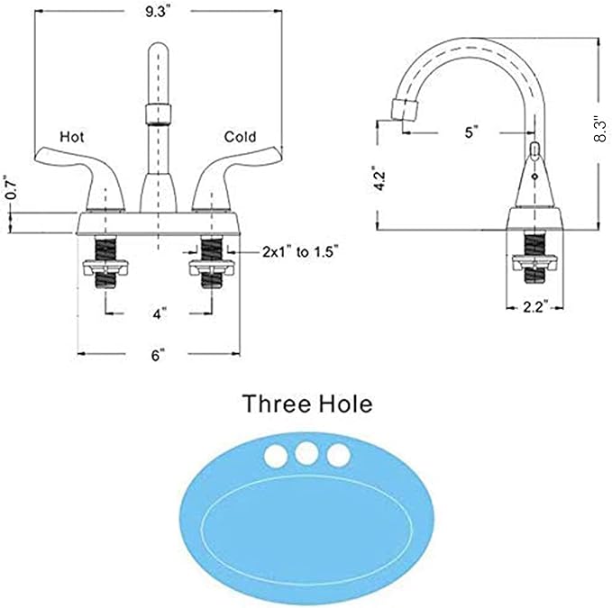 Matte Black 4-Inch Centerset Bathroom Faucet, 2-Handle 3-Hole Sink Faucet with Pop-up Drain & Supply Lines