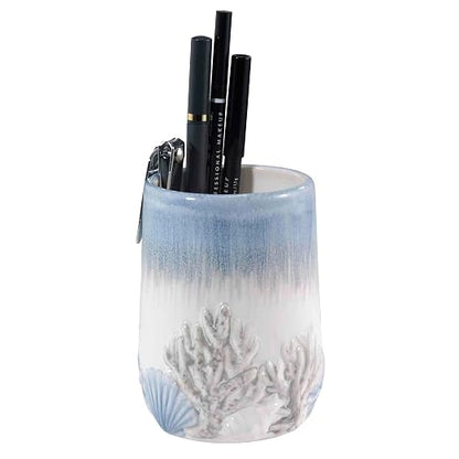 Avanti Linens - Accessory Set, Resin Tumbler, Toothbrush Holder, Soap Dish & Lotion Pump, Durable Bath Decor (Abstract Coastal Collection)