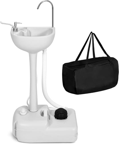YITAMOTOR Portable Sink 17L Camping Hand Washing Station with Wash Basin Stand and Carry Bag, Wheels, Towel Holder, Soap Dispenser, for Outdoor, Travel, Boat, Gather, Worksite, Garden