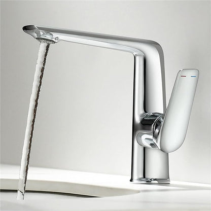 BiaoTeng Bathroom Faucets Single Handle Chrome Single Hole 2 Function Hot and Cold Brass Faucet for Bathroom Sink One Hole