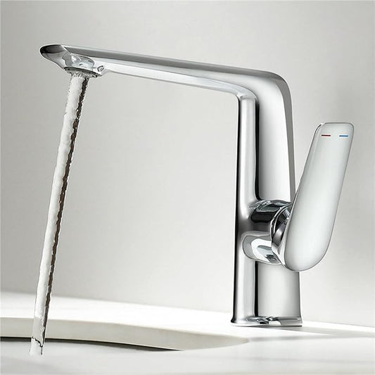 BiaoTeng Bathroom Faucets Single Handle Chrome Single Hole 2 Function Hot and Cold Brass Faucet for Bathroom Sink One Hole