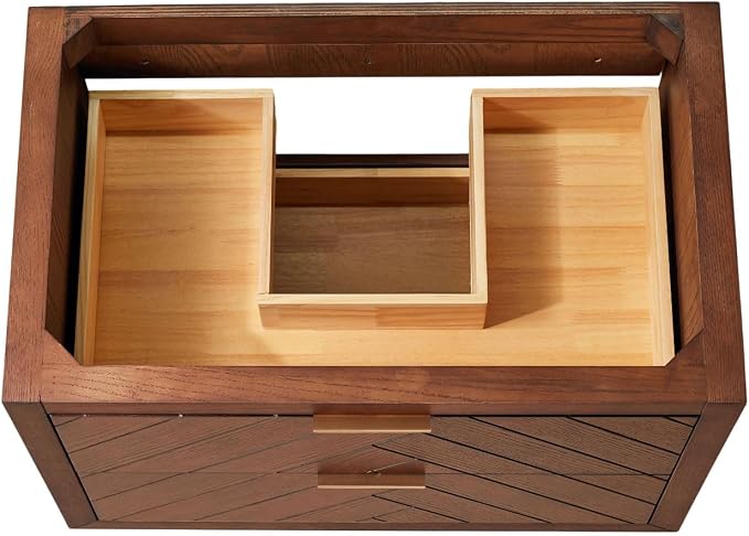 30 in. Wall Mounted Bathroom Vanity with Sink, Fully Assembled Floating Vanity with Double Drawers, Brown Walnut Finish