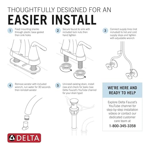 Delta Foundations Centerset Chrome Bathroom Faucet, 4 Inch 3 Hole Bathroom Sink Faucet for Vanity, Metal Push-Pop Drain Assembly, Chrome B501LF