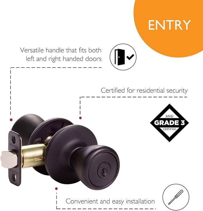 Design House 779272 Tulip Keyed Entry Door Knob Matte Black
