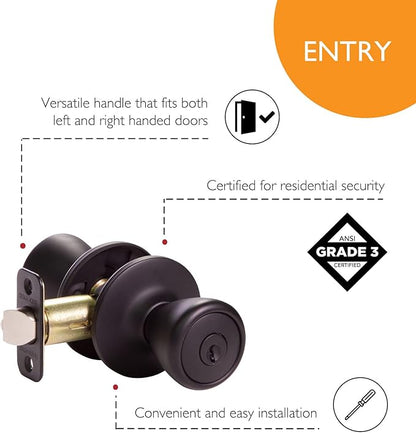 Design House 779272 Tulip Keyed Entry Door Knob Matte Black