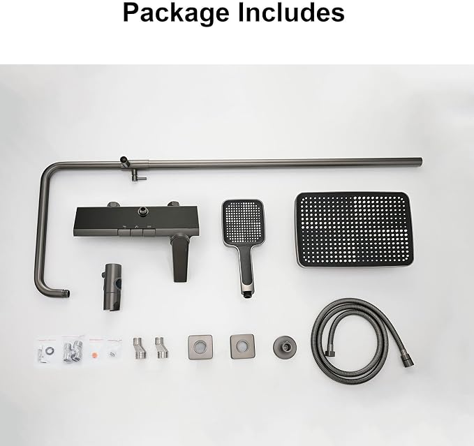 Exposed Shower System, Modern Piano Key Design, BSS0321 Shower Head Set, 30x20cm Shower Faucet Sets Complete, Handheld, Bathtub Faucet, 59A All Copper, Anti-Corrosion