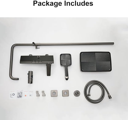 Exposed Shower System, Modern Piano Key Design, BSS0321 Shower Head Set, 30x20cm Shower Faucet Sets Complete, Handheld, Bathtub Faucet, 59A All Copper, Anti-Corrosion