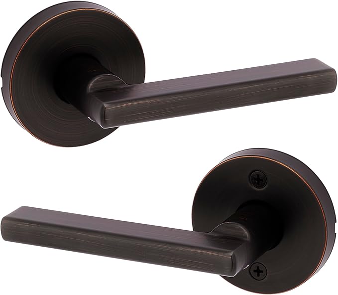 Kwikset Halifax Interior Passage Door Knob, Round Handle for Closet and Hallway Doors, Non-Locking Doorknob in Venetian Bronze, with Microban Protection
