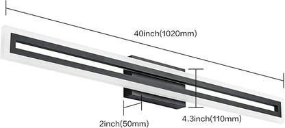 SOLFART Vanity Light Bathroom Light Fixtures Over Mirror Bathroom Vanity Light Fixtures Black Modern Light Fixture 6000K