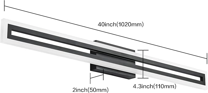 SOLFART 40 Inch LED Bathroom Light Matte Black Bathroom Vanity Light 5 Color Adjustable Light Fixtures for Bath Room Above Mirror 5CCT