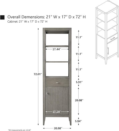 HOMEBEYOND Bathroom Vanity with Storage Cabinet & Shelves, Free-Standing Vanity with Soft-Closing Doors, Golden Brushed Handware, Driftwood Gray,