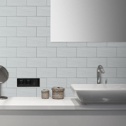 AULIGET 2-Piece Stainless Steel Look Peel and Stick Backsplash Tile, 6" x 12" Silver Aluminum Stick on Tiles for Backsplash Kitchen (Non-Magnetic)