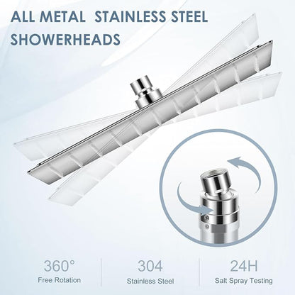 10 Inch Rain Shower Head Brushed Nickel - All Metal Stainless Steel 304, Ultra Thin Design, Modern Bathroom Square Rainfall Showerheads - Full Body Coverage Bath Shower