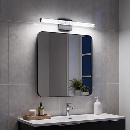 Black Vanity Lights for Bathroom, 24 Inch Modern Bathroom Light Fixtures Over Mirror, Iceberg Crack Acrylic LED Wall Sconce, 5500K Cool White Linear Lighting for Mirror Cabinet, Non-Dimmable