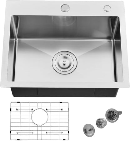 20 Inch Drop In Bar Sink Stainless Steel Small Kitchen Outdoor Sink | 20 x 16 Small Drop In Kitchen Sink Top Mount 16 Gauge Single Bowl Rv Kitchen Sink with Drianer