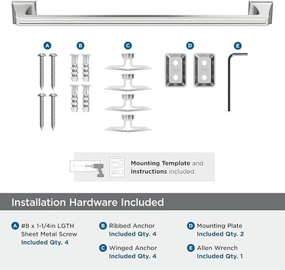 Amerock BH3602326 | Chrome Towel Bar | 18 in (457 mm) Towel Rack | Mulholland | Bathroom Towel Holder | Bathroom Hardware | Bath Accessories