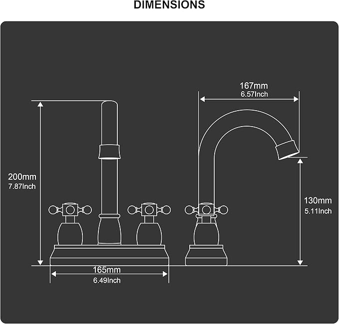 4-Inch Bathroom Sink Faucet Matte Black, Vintage 2-Handle Centerset Vanity Faucet for Bathroom Sink