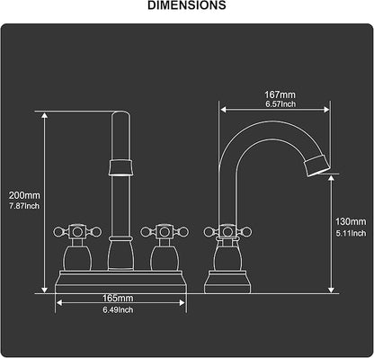 4-Inch Bathroom Sink Faucet Matte Black, Vintage 2-Handle Centerset Vanity Faucet for Bathroom Sink