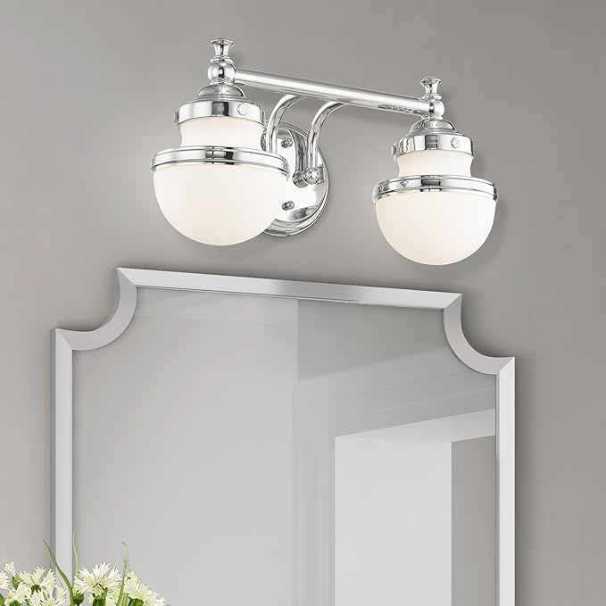 Livex Lighting 5712-05 Transitional Two Light Bath Vanity from Oldwick Collection Finish, Polished Chrome 15 x 7.25 x 8.25