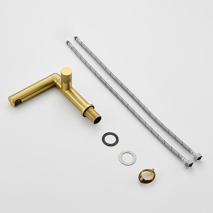 BiaoTeng One Hole Bathroom Faucet White with 360° Swivel Hot and Cold Brass Bathroom Faucet 1 Hole Single Handle