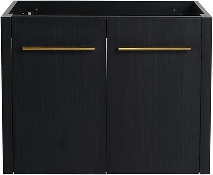 24" Floating Bathroom Vanity,24 Inch Bathroom Vanity Without Sink,Modern Vanity Cabinet,Black Wall Mounted Cabinet(Sink Basin Not Included)