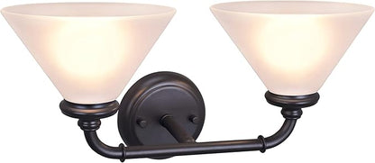 Aspen Creative 62146, Two Metal Bathroom Light Fixture, 6-1/2" Wide, Transitional Design in Oil Rubbed Bronze with Frosted Glass Shade Vanity Wall