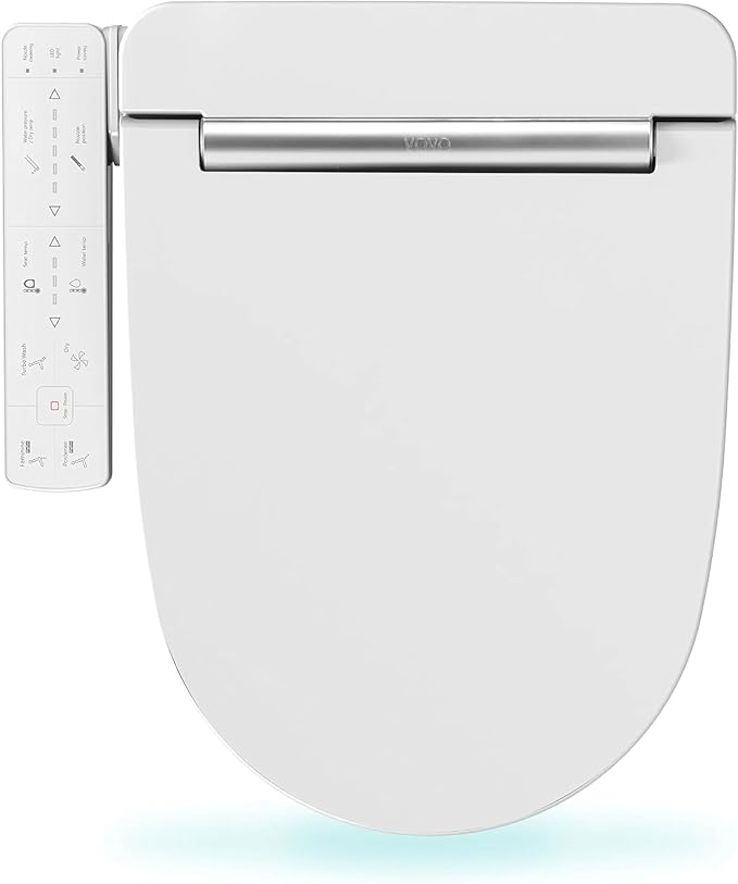 VOVO VB-3100SR Round Bidet Toilet Seat, Warm Water, LED Light, Heated Seat, White, Dryer, Stainless Steel Nozzle, Made in Korea