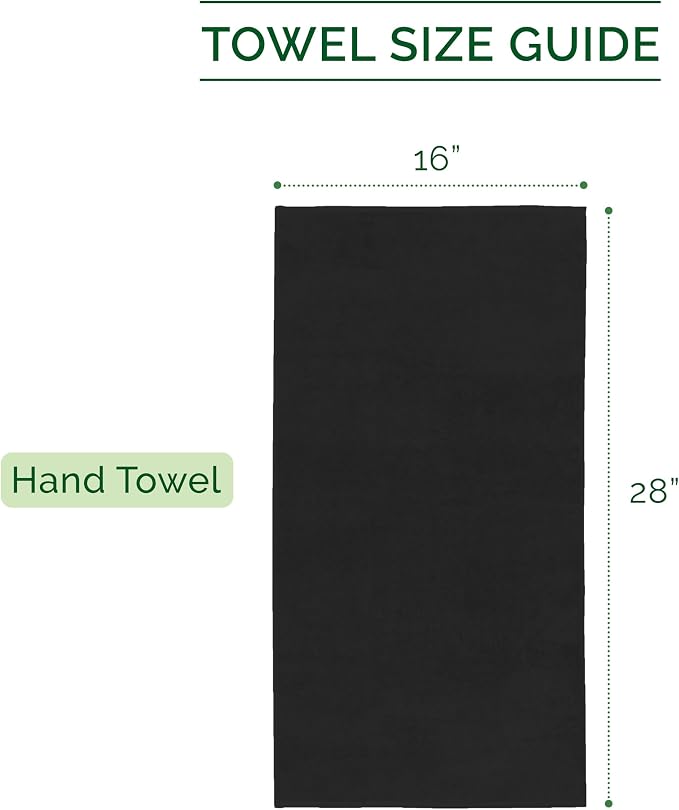 Elegant Comfort Luxury 100% Turkish Cotton Corduroy Ribbed 4 Pack Hand Towel Set 16 x 28 Inch - Absorbent, Super Soft, Quick Dry, Premium Towels for Bathroom, Gym, Spa and Hotel Use, Black