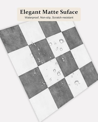 Peel and Stick Floor Tile, Checkered Vinyl Flooring Waterproof, Snap-Proof DIY Flooring Tiles for Bathroom, Kitchen, Fireplace, Wall, Backsplash, No Residue, 20 Tiles-7.87" Thin Version, Gray
