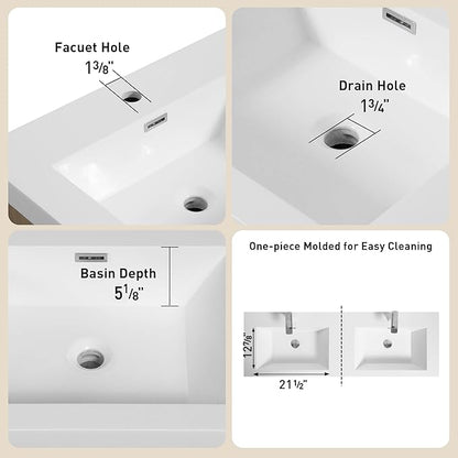 Abruzzo 72" Glossy White Wall-Mounted Bathroom Vanity with Double Sink – Stone Resin Countertop & Soft-Close Drawers, Waterproof Wood Cabinet for Bathrooms