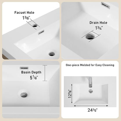 48" Floating Bathroom Vanity with Sink, Wall-Mounted Bathroom Storage Vanity Cabinet with Resin Top Basin and Soft Close Drawers, Fully Assembled, Natural Oak