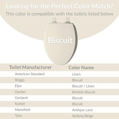 Bemis 1500EC Durable Wood Toilet Seat with Easy Clean Hinges, Made in USA, Elongated, Biscuit (Pack of 2)